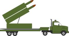 Missile truck vector graphics with rocket artillery