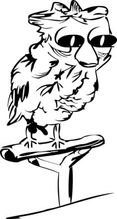 Vector image of owl on a woodstand