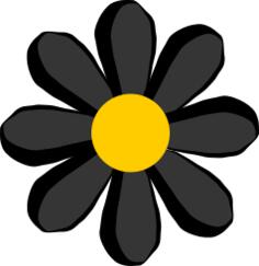 Vector drawing of blue flower with yellow bud