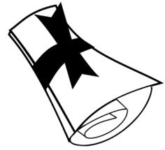 Vector graphics of university degree diploma with a black ribbon