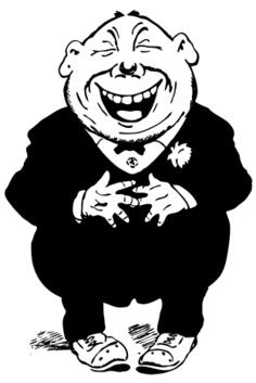 Vector drawing of fat man laughing