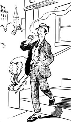 Vector image of man smoking carefree