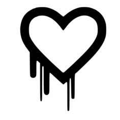 Bleeding heart in black and white vector illustration
