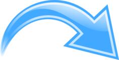Vector graphics of blue curved arrow down