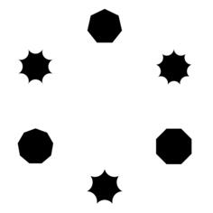 Vector illustration of heptagon,octogon, and nonagon silhouette images