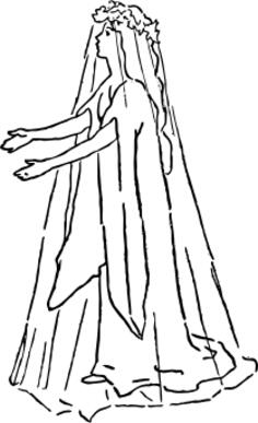 Vector image of lady in wedding dress