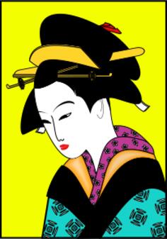 Japanese woman in color kimono vector image