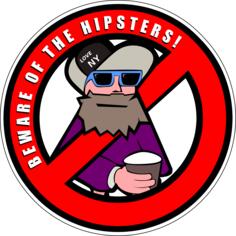 Beware of the hipsters sign vector clip art