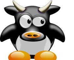 Vector clip art of tux with horns