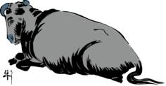 Vector clip art of laying cattle