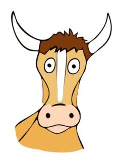 Vector drawing of staring brown cow