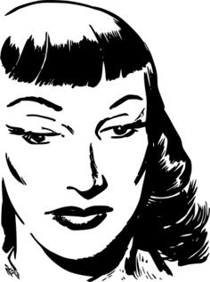 Dark haired woman with bangs vector illustration