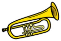 Yellow trumpet line art vector illustration
