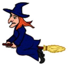 Coloured line art vector image of witch