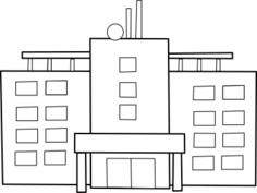 Hospital building line art vector graphics