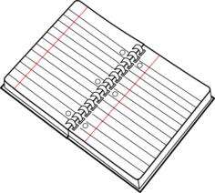 Vector image of open spiral notebook line art