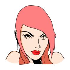 Vector drawing of pink haired lady