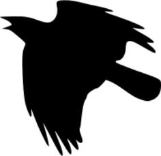 Silhouette vector image of crow flying up