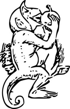 Vector drawing of monkey eating