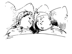 Vector image of a kids lying in bed