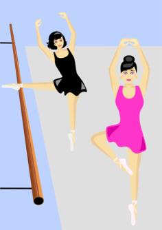 Vector drawing of women at dance practice