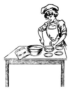 Vector image of woman preparing a cake