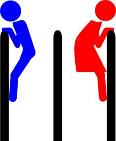 Vector graphics of comic restroom door symbol