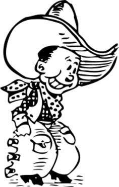 Vector graphics of happy cartoon cowboy kid