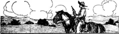 Vector drawing of cowboy in a Western scene