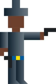 Vector illustration of shooting cowboy pixel art