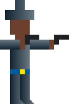 Vector image of cowboy with two guns pixel art
