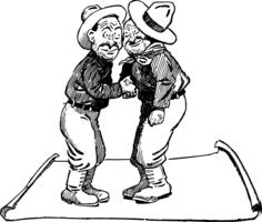 Vector image of two overly friendly cowboys