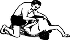 Vector clip art of wrestlers in the ring