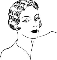50s lady with short hair vector drawing