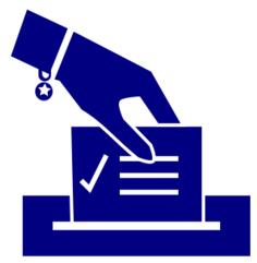 Vector graphics of ballot box with ladies' hand putting in a ballot paper