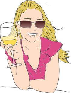 Woman tasting wine vector clip art