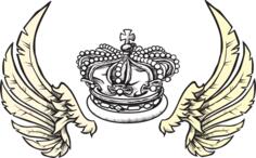 Crown and Wings vector drawing