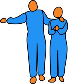 Vector drawing of interlinked man and woman