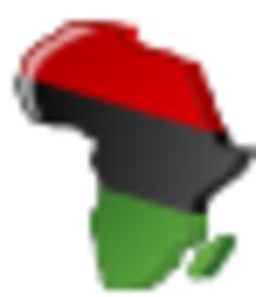 Gambian flag in shape of Africa vector clip art