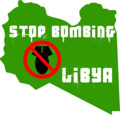 Vector graphics of stop bombing Libya label