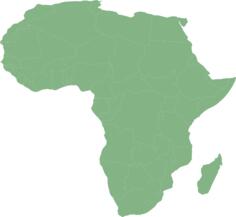 Map of Africa with countries in cylindrical equal area projection vector clip art