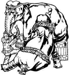 Vector clip art of elephants and clown