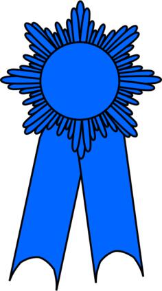Vector drawing of medal with a blue ribbon