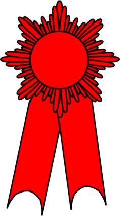 Vector drawing of medal with a red ribbon