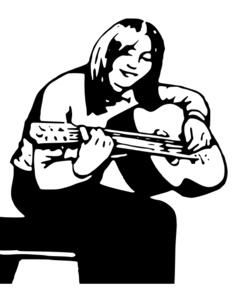 Vector clip art of girl with guitar