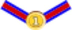 Vector image of gold medal with red and blue ribbon
