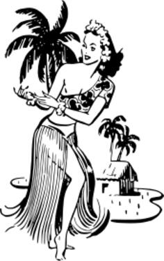 Vector graphics of Hawaiian lady dancing
