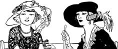 1920s ladies talking to each other vector graphics