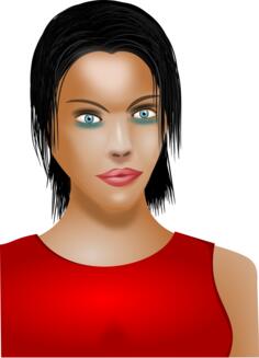 Vector clip art of blue eyed lady in red shirt