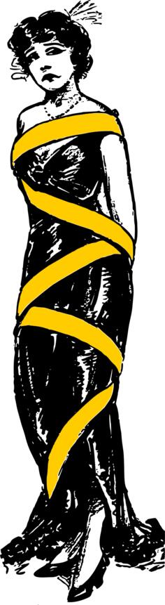 Vector graphics of lady bound by yellow tape
